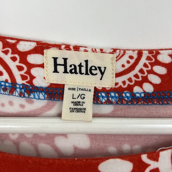 HATLEY jersey-like mini dress white medallion print on red L - Picture 6 of 11